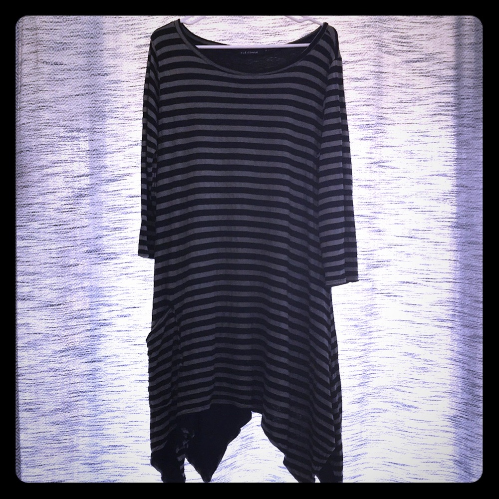 Cut loose brand black and grey stripped dress